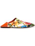Dolce & Gabbana Floral Leather Mule Slippers - Multicolour
