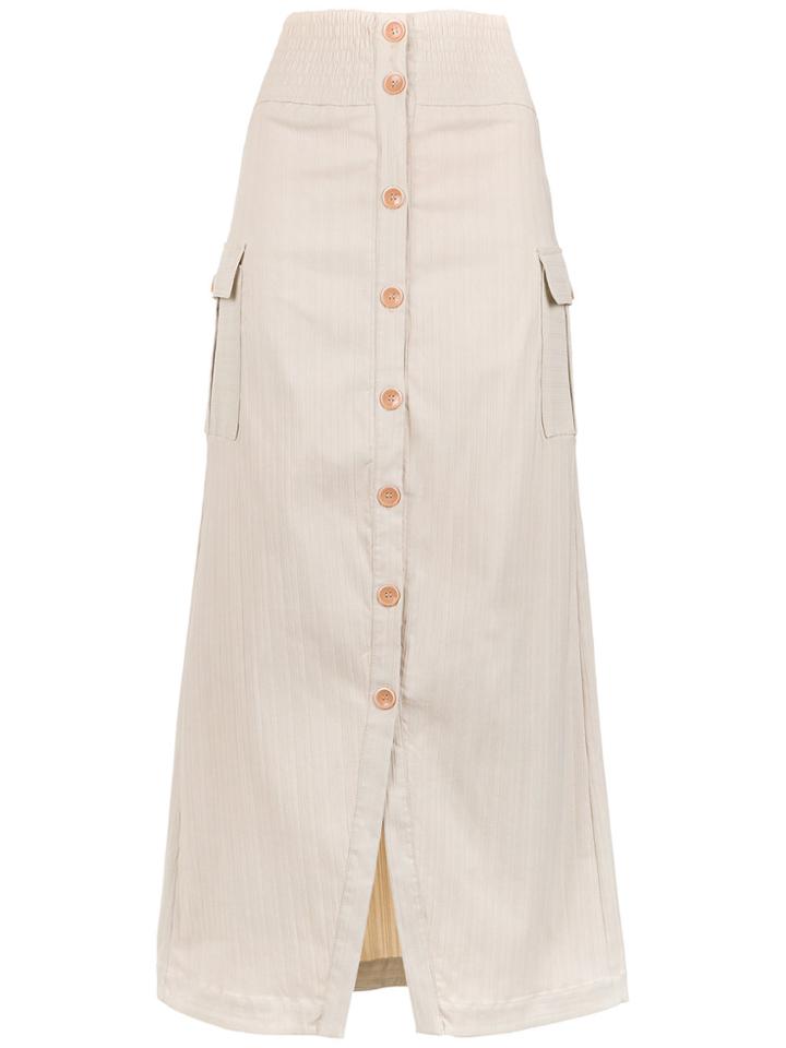 Lilly Sarti Gabardine Stripes Skirt - Nude & Neutrals