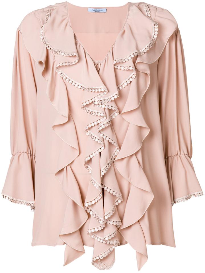 Blumarine Ruffled Blouse - Pink & Purple