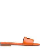 Prada Cut-out Flat Slides - Orange