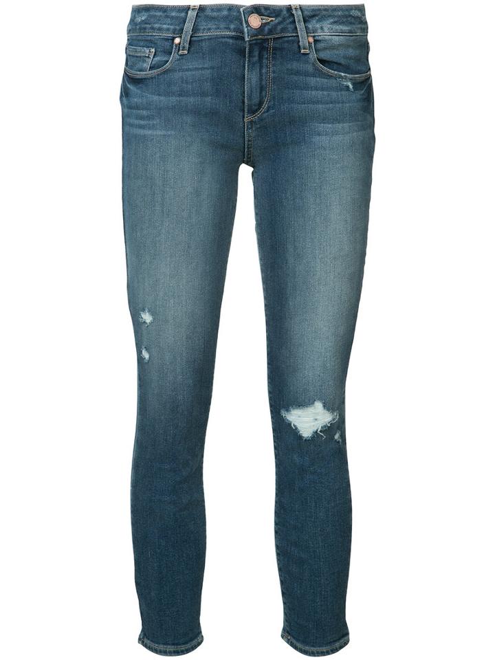 Paige - Distressed Ankle Jeans - Women - Cotton/polyester/spandex/elastane - 25, Blue, Cotton/polyester/spandex/elastane