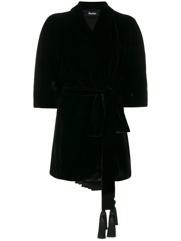 Parlor Silk Wrap Dress - Black
