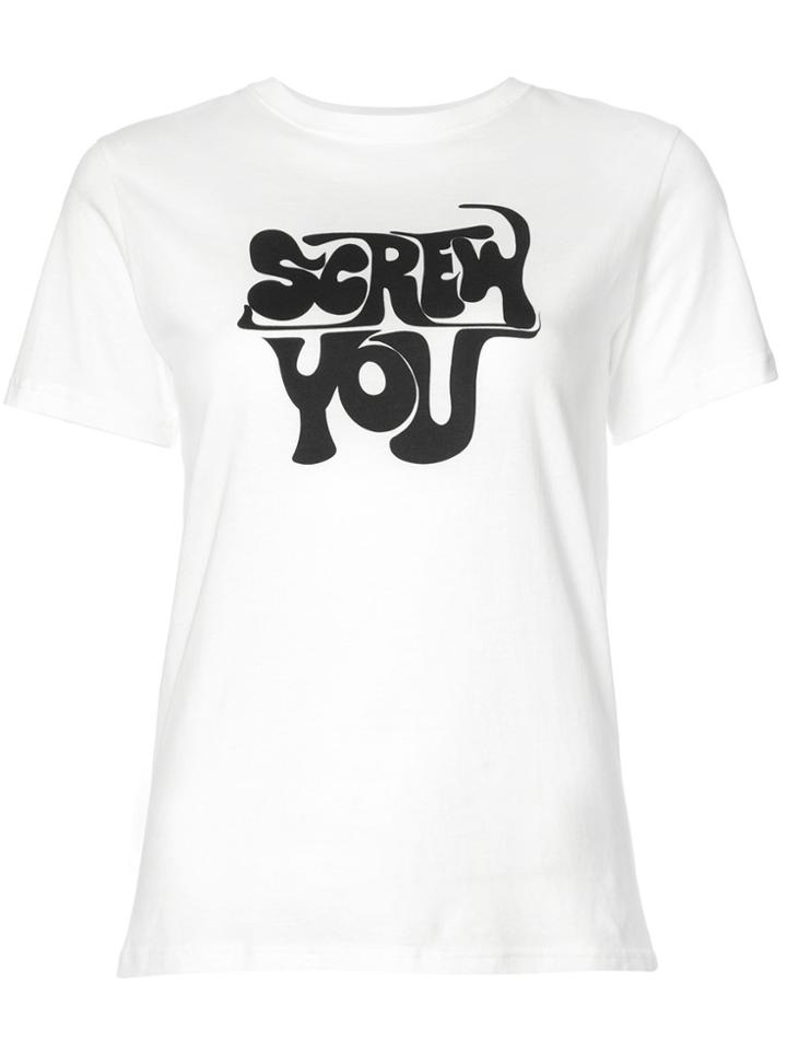 Alexa Chung Slogan Printed T-shirt - White