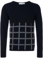 Comme Des Garçons Shirt Cut-out Grid Check Jumper, Men's, Size: Small, Blue, Wool