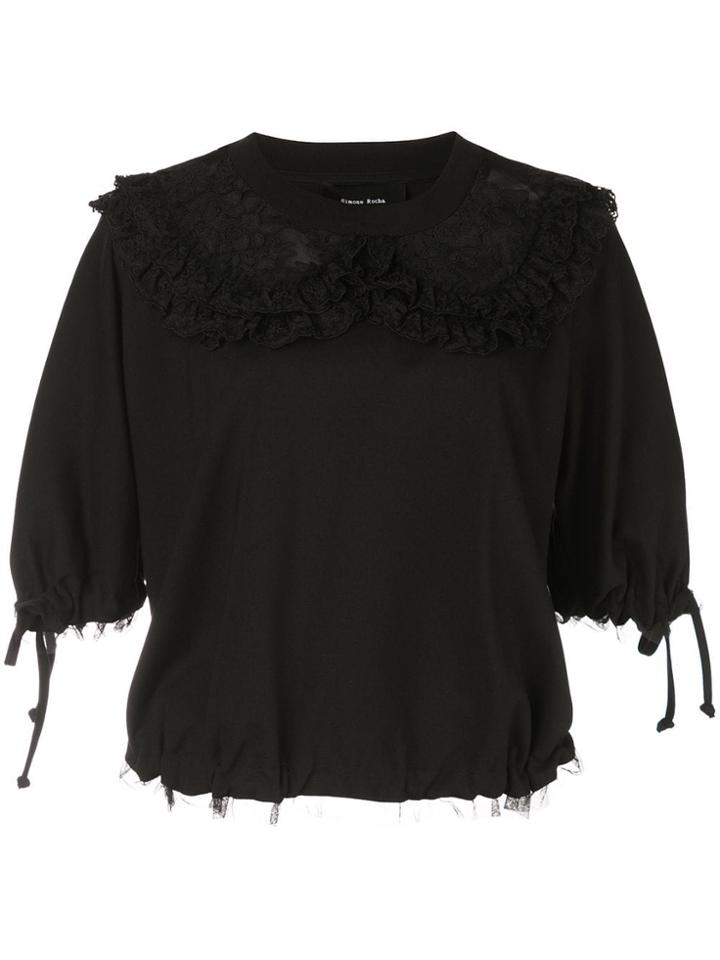 Simone Rocha Lace Insert Drawstring T-shirt - Black