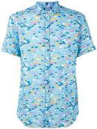 Drumohr - Printed Shirt - Men - Linen/flax - S, Blue, Linen/flax