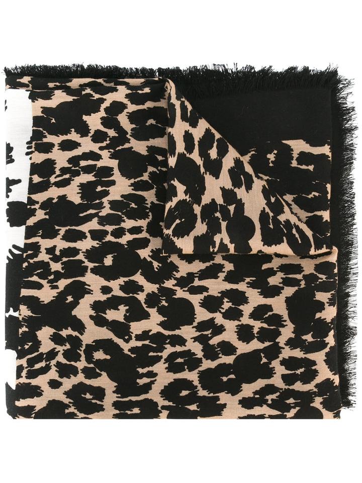 Marc Jacobs Dotted Leopard Print Stole, Women's, Black, Wool/viscose