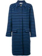 Sonia Rykiel Striped Midi Coat, Women's, Size: Medium, Blue, Cotton/polyester