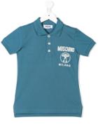 Moschino Kids Teen Logo Patch Polo Shirt - Blue