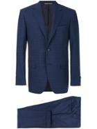 Canali Checkered Print Two Piece Suit - Blue