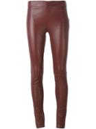 Joseph Skinny Leather Trousers, Women's, Size: 40, Red, Lamb Skin/cotton/spandex/elastane