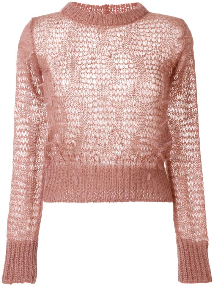 No21 Loose Knit Feathered Top - Pink & Purple