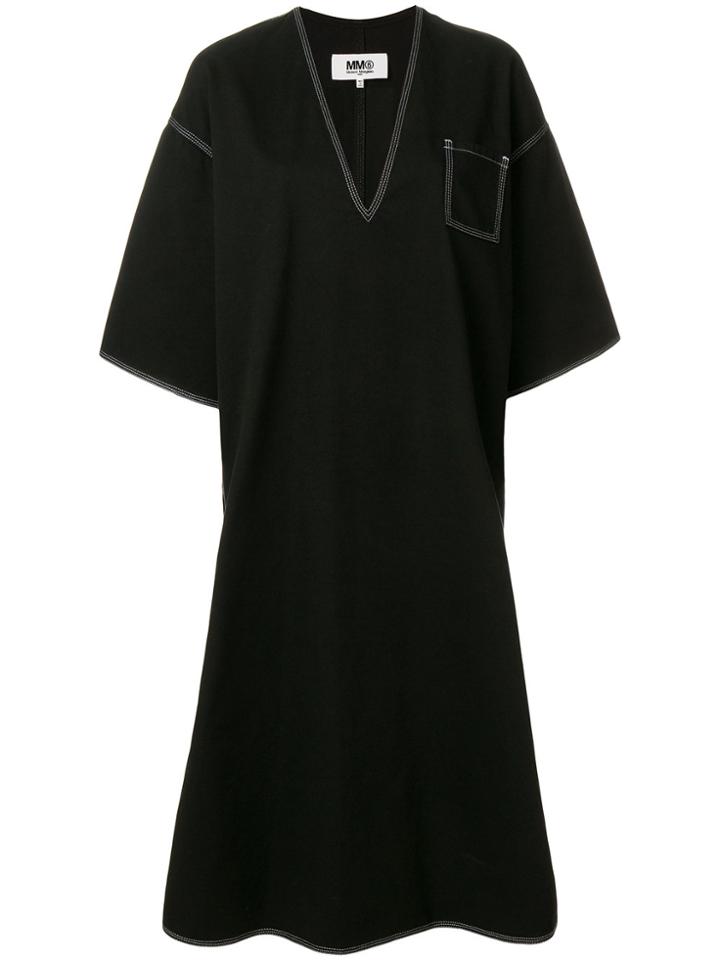 Mm6 Maison Margiela Contrast Stitch Oversized Dress - Black