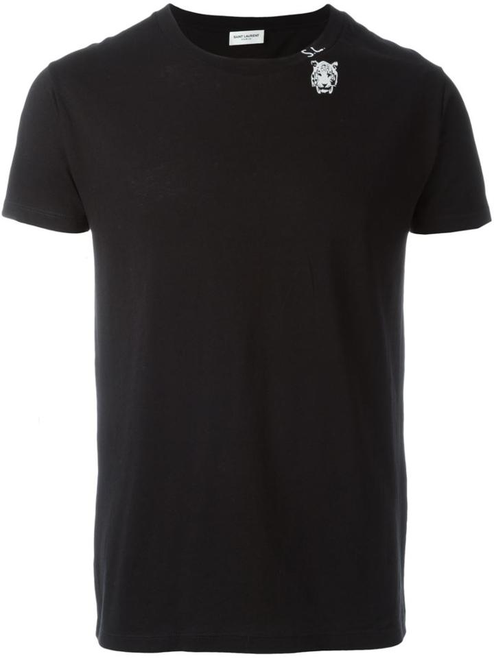 Saint Laurent Logo Tiger Print T-shirt
