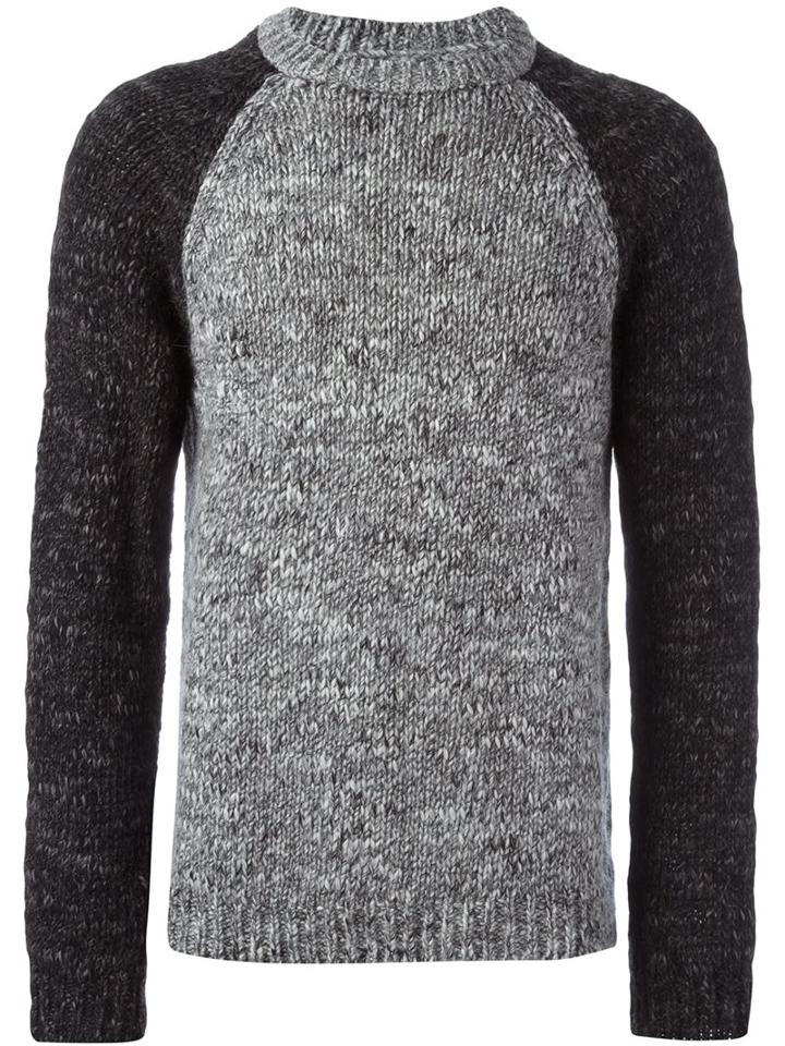 Ymc Crew Neck Sweater, Men's, Size: Small, Grey, Acrylic/wool/alpaca