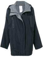 Donna Karan Reversible Logo Hooded Coat - Black