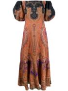 Etro Off The Shoulder Paisley Dress - Brown