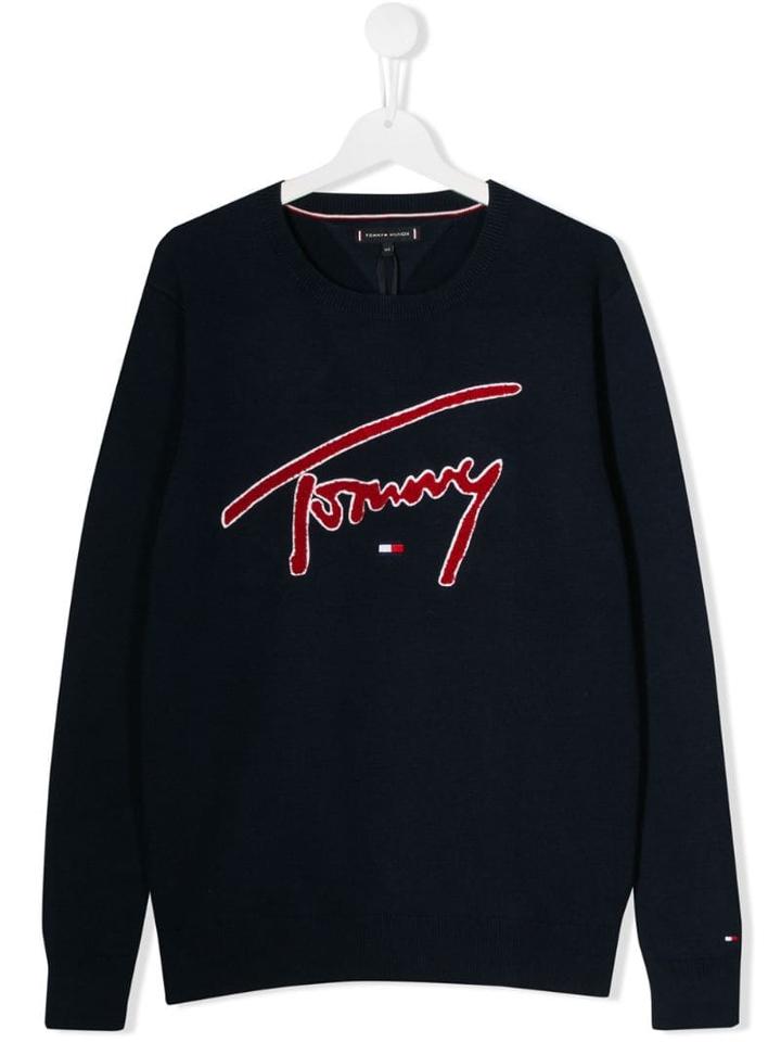 Tommy Hilfiger Junior Teen Signature Logo Jumper - Blue