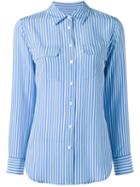 Equipment Striped Shirt, Women's, Size: L, Blue, Silk