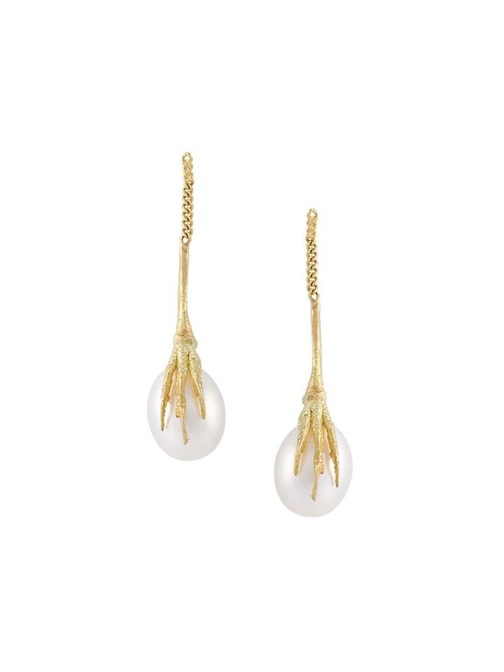 Wouters & Hendrix Gold 18kt Yellow Gold 'crow's Claw' Pearl Earrings
