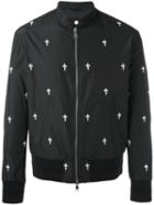 Neil Barrett Fleur De Thunder Bomber Jacket, Men's, Size: Small, Black, Polyester/viscose