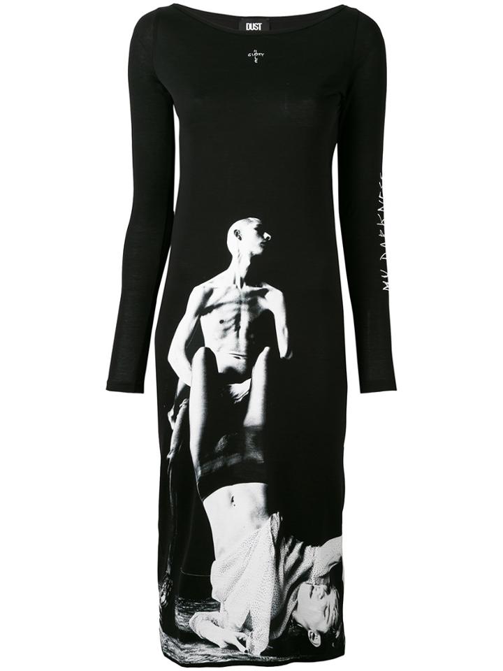 Dust Printed Fitted Dress - Black