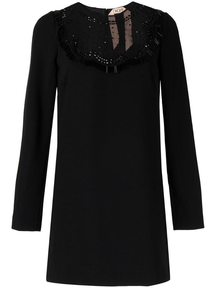 Nº21 Lace-panel Dress - Black