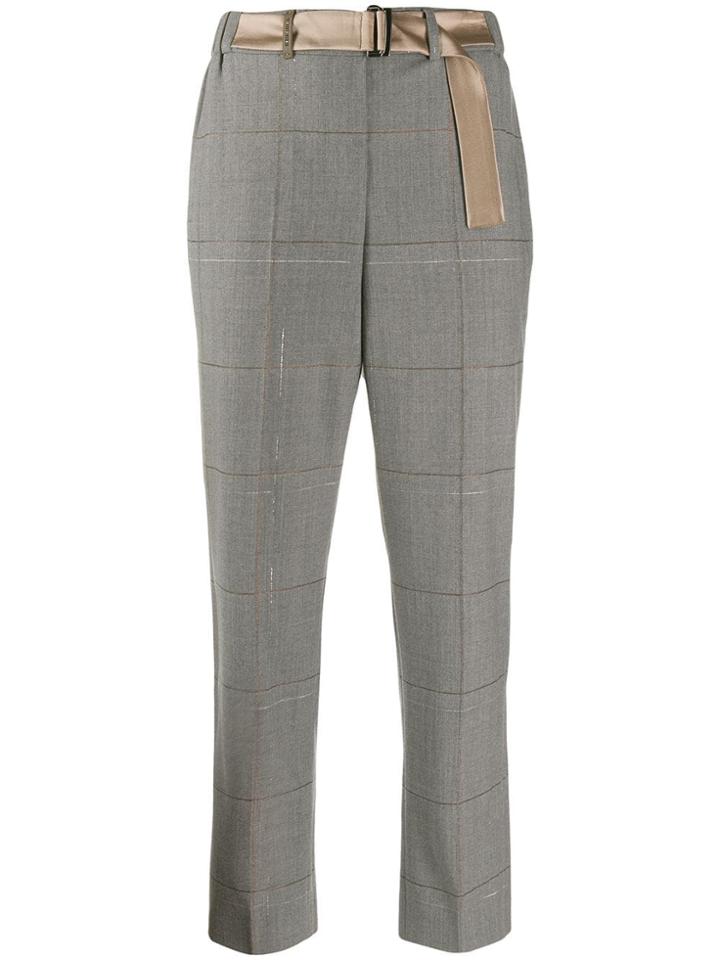 Peserico Check Pattern Cropped Trousers - Grey