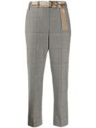 Peserico Check Pattern Cropped Trousers - Grey