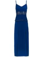 Reinaldo Lourenço Long Embellished Dress - Blue