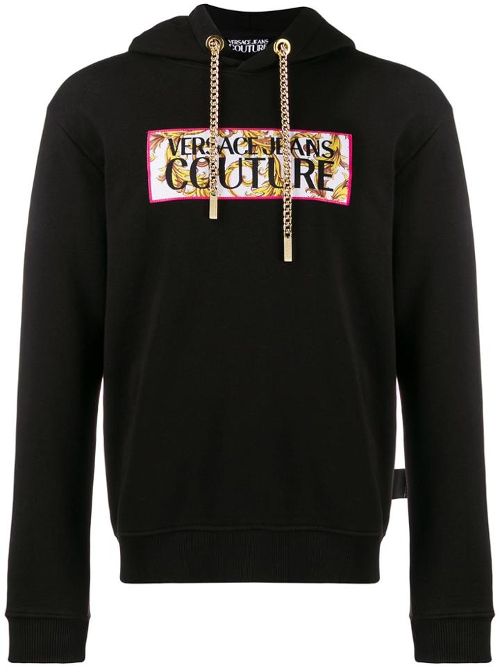 Versace Jeans Couture Logo Embroidered Hoodie - Black