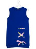 Msgm Kids Teen Lace Detail Dress - Blue