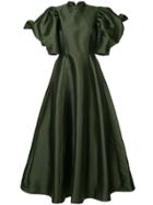 Greta Constantine Puff-sleeve Flared Dress - Green