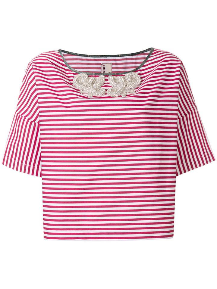Antonio Marras Embellished Detail Striped Blouse - White
