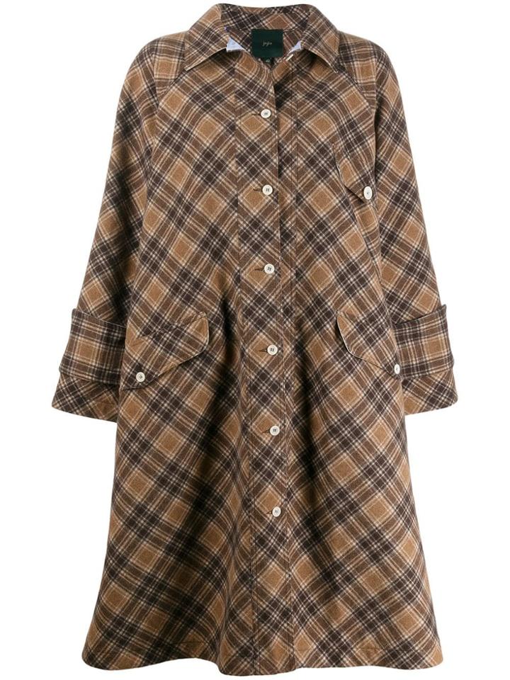 Jejia Check Print Coat - Neutrals
