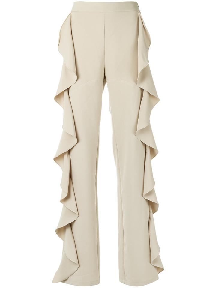 Olympiah Ruffle Trousers - Nude & Neutrals