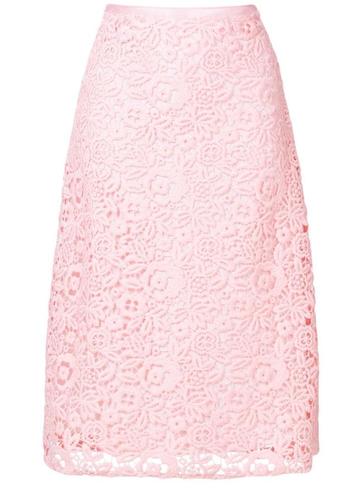 Miu Miu Floral Crochet Midi Skirt - Pink