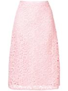 Miu Miu Floral Crochet Midi Skirt - Pink