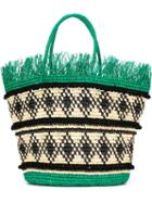 Sensi Studio Geometric Pattern Fringed Tote