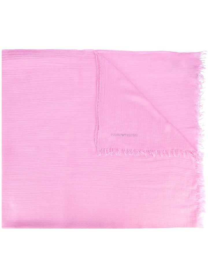 Emporio Armani Frayed Trim Scarf, Women's, Pink/purple, Modal