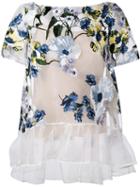Erdem - Floral Embroidered Sheer Top - Women - Silk - 10, Nude/neutrals, Silk