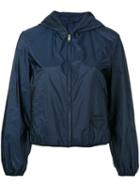 Prada Hooded Zip Up Jacket, Women's, Size: 36, Blue, Polyamide