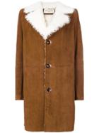 Saint Laurent Shearling Lined Coat - Brown