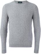 Zanone Fine Knit Jumper, Men's, Size: 48, Grey, Angora/virgin Wool