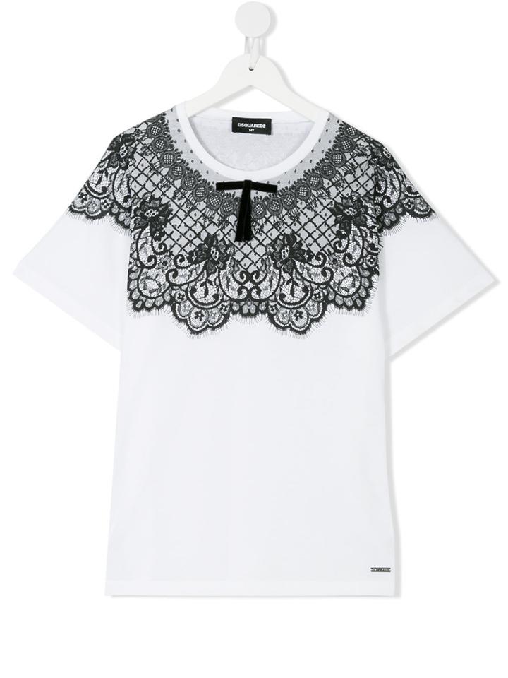 Dsquared2 Kids Lace Detail T-shirt - Black