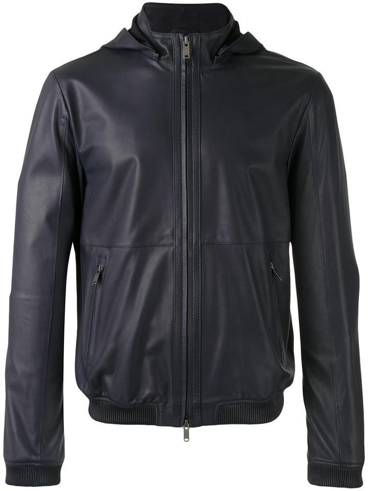 Desa 1972 Zip Up Hooded Jacket, Men's, Size: 48, Blue, Leather