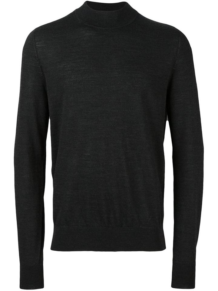 Maison Margiela Ribbed Crew Neck Sweater, Men's, Size: Medium, Grey, Wool