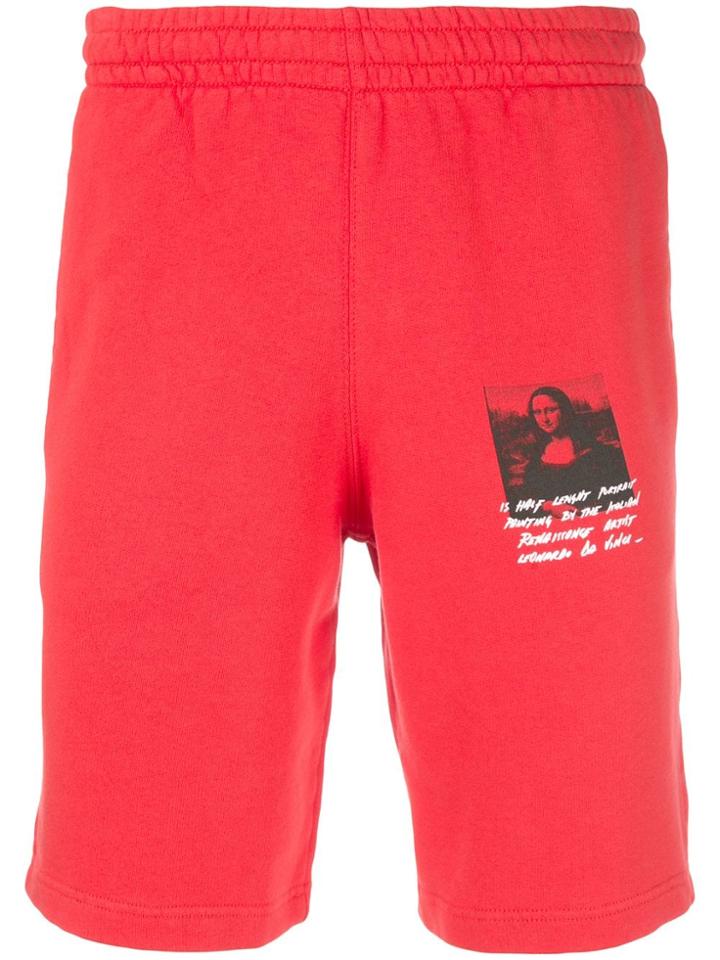 Off-white Mona Lisa Printed Track Shorts - Red
