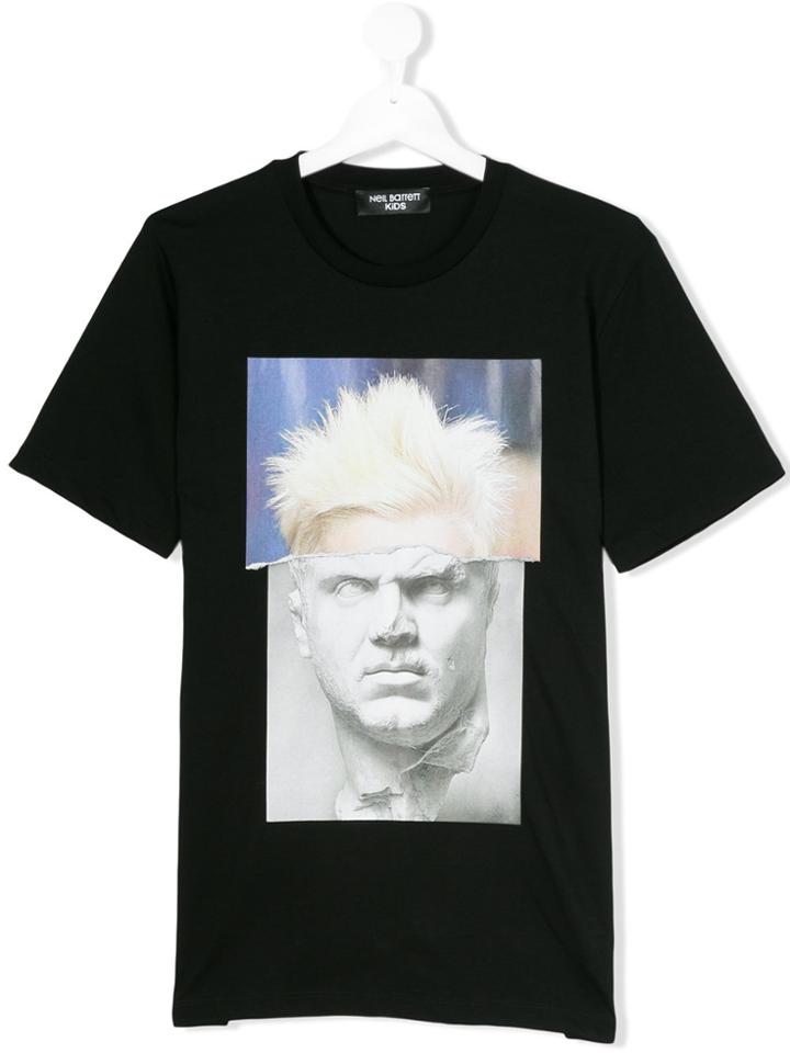 Neil Barrett Kids Teen Statue Print T-shirt - Black