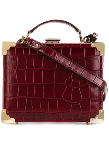 Aspinal Croc-effect Boxy Shoulder Bag, Women's, Red, Leather